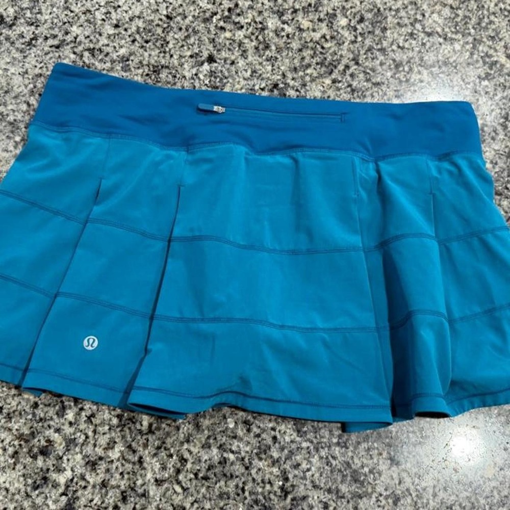 Lululemon Pace Rival Mid-Rise Skirt Blue Teal Size 12 Athletic Tennis Skort
